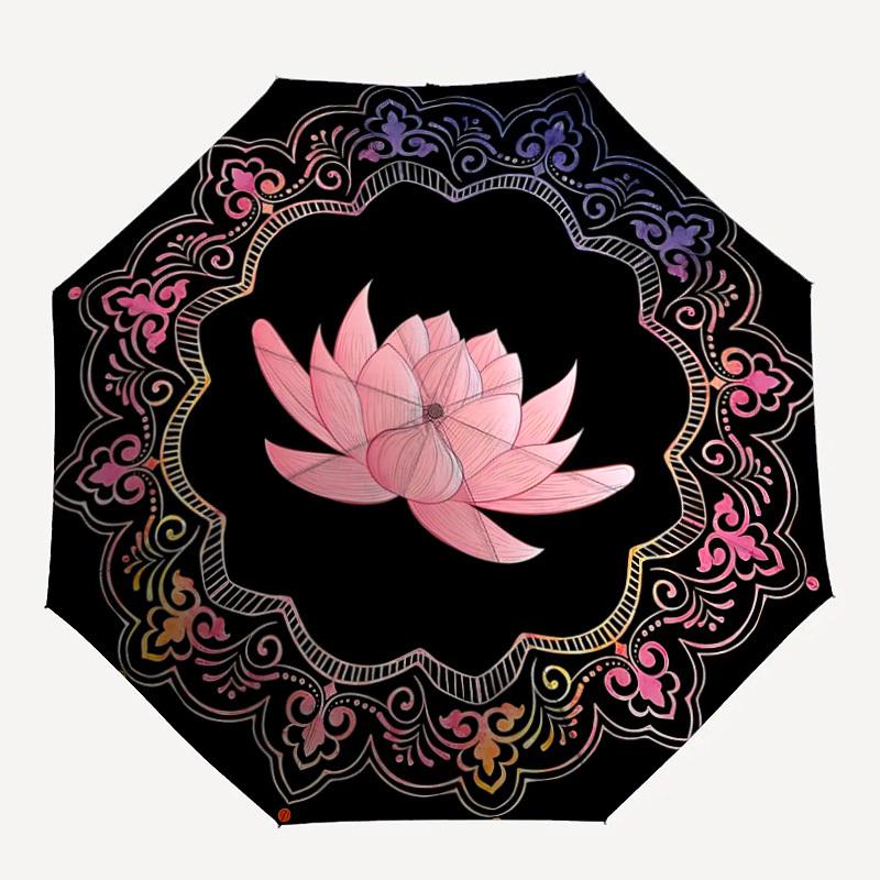 

1PC Lotus Mandala Folding Umbrella with 8 Frames, Automatic Open, Durable Frame, Quality Craftsmanship yy250912124