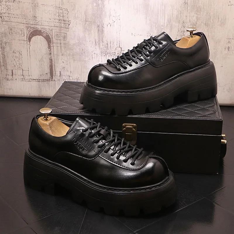 

Мужские кроссовки, туфли для мужчин, роскошные дизайнерские мужские туфли на платформе, мужские кожаные туфли 43 чёрный