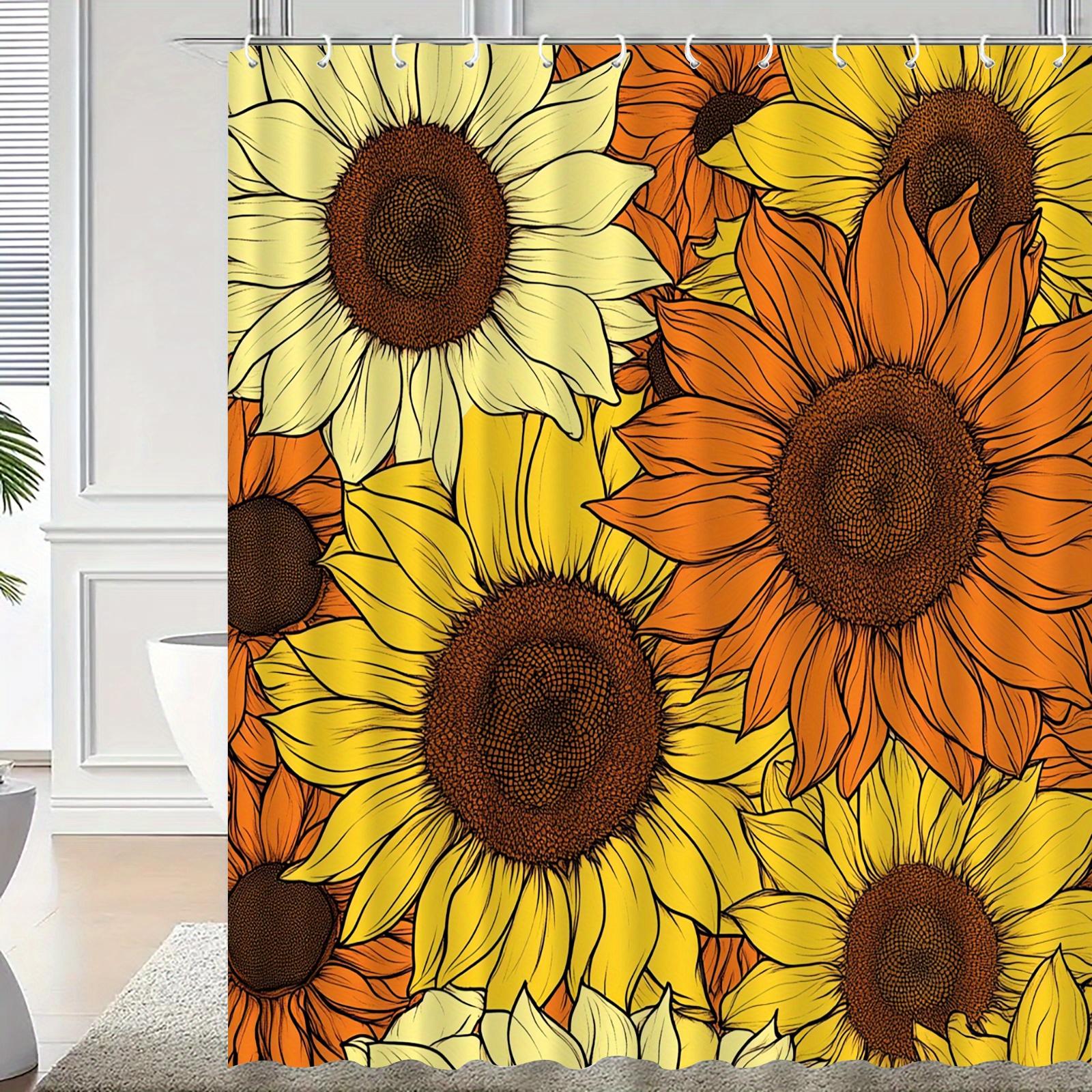 

Sunflower Burst Shower Curtain: Embrace The Vibrant Floral Design, Soft Fabric, And Sunny Vibes For Your Bright Bathroom W60H190(CM)-1 Pcs