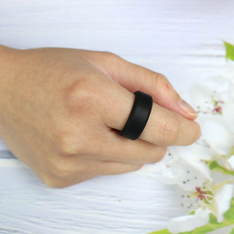 Amazon New 8mm Beveled Edge Silica Gel Ring European and American Style Ring Men Outdoor Sports Ring