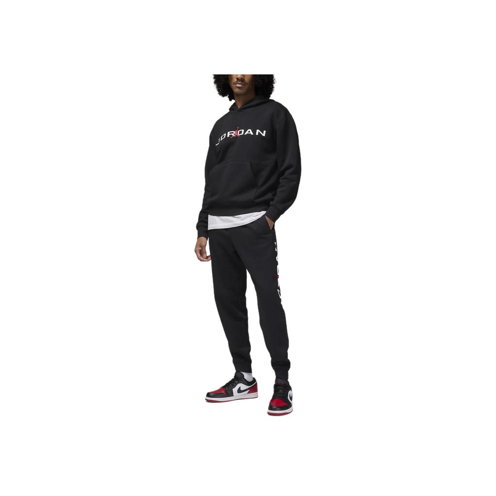 Jordan Essentials Fleece Hoodie Black/Red/White Men Streetwear HQ4643-010