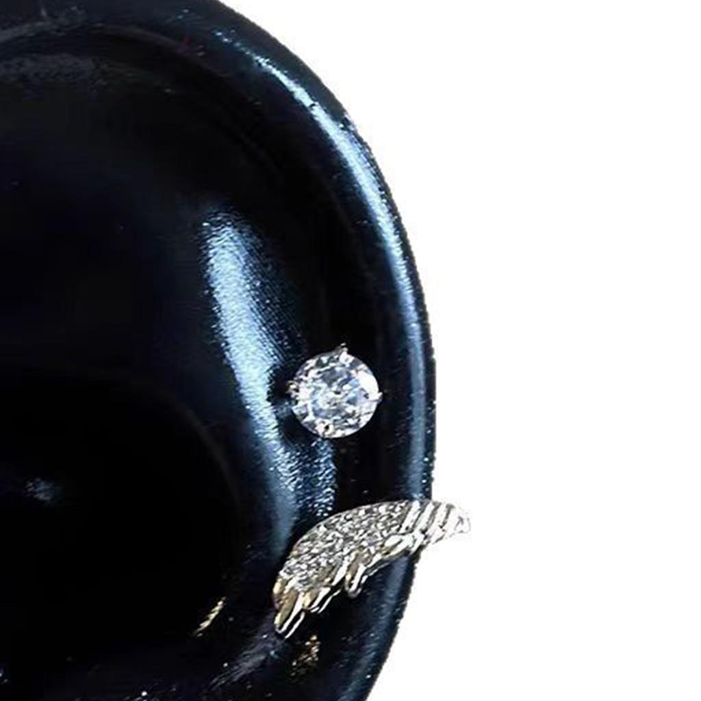 Angel Wing Twisted Rhinestones Studs Earrings Crystal Embellished Wing Ear Bone Nail Alloy Jewelry For Sensitive Skin