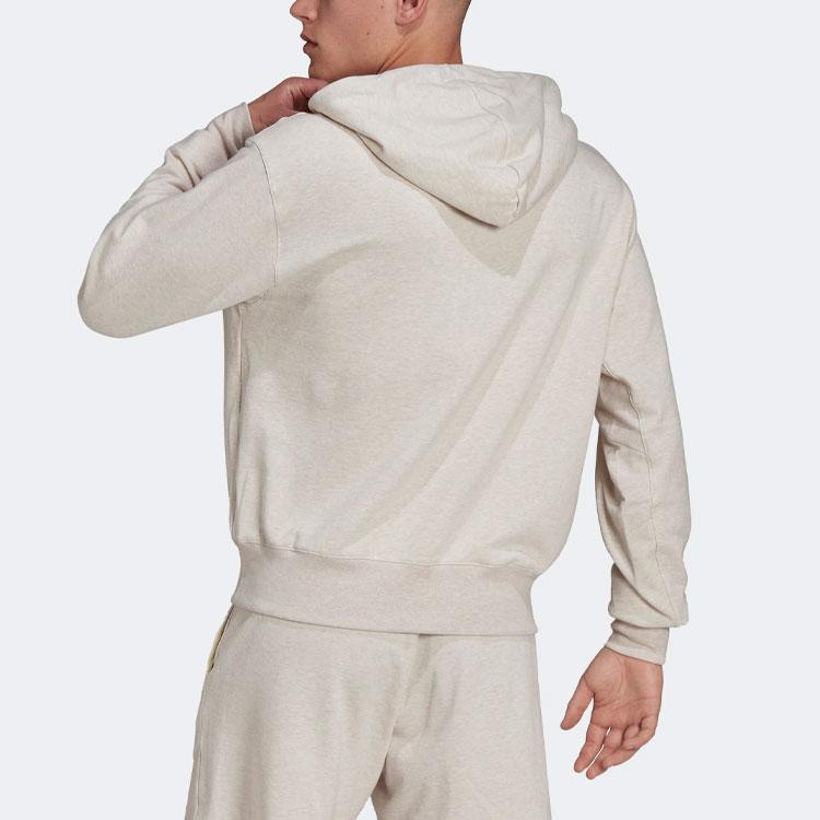 Adidas Hoodie Logo Solid Pullover Sweatshirt Men Tops Gray H65782