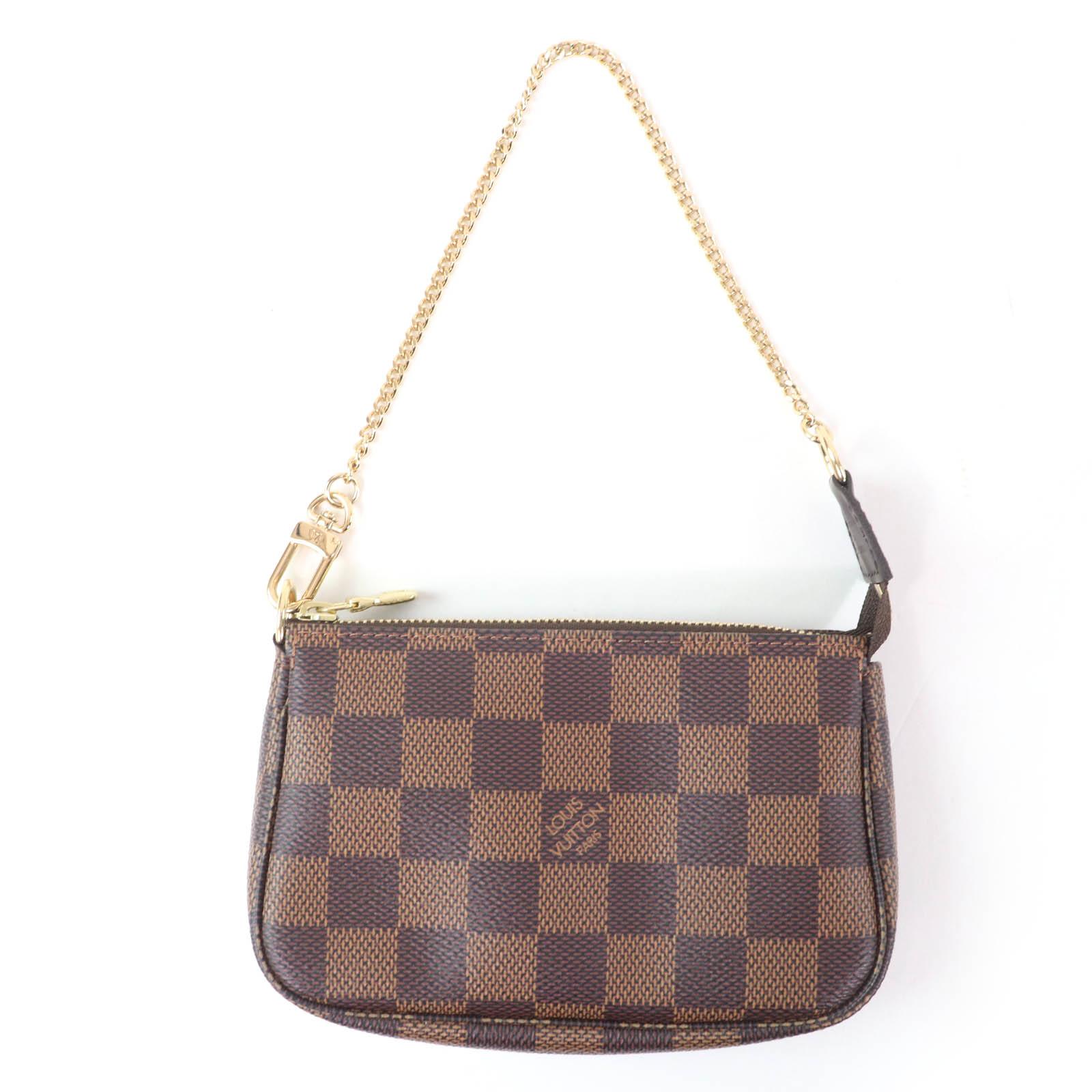 

Excellent LOUIS VUITTON Pochette Mini Pochette Accessoires Brown Damier Ebene Used