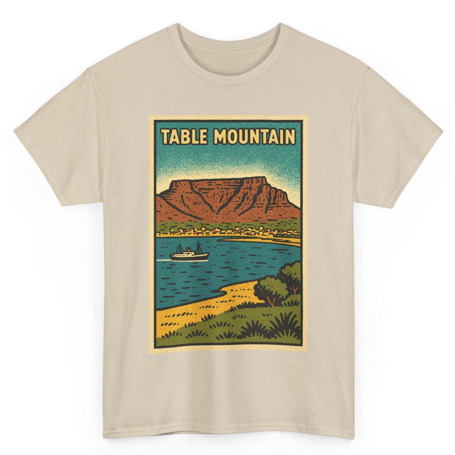 Table Mountain T-Shirt: Retro Comic Cape Town Graphic Tee S