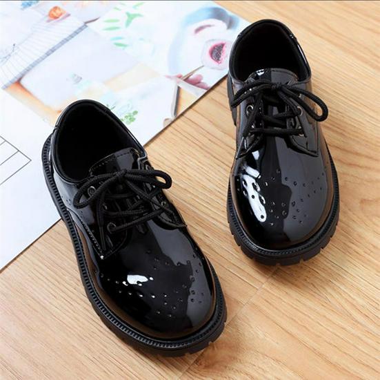 Boys' Black Leather Soft Sole Performance Shoes for School and Chorus