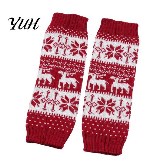 Holiday Gift for Her Christmas Knitted Leg Warmers Women, Soft Ribbed Boot Socks with Elastic Leggings Winter Snowflake And Deer Patterns, Thermal