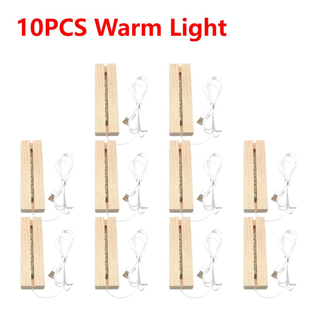 10-1Pcs LED Wood Light Display Crystal Wooden Lighted Base Stand Acrylic Light Plate Base USB Wooden Base for Resin Art Lights