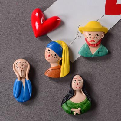 World Famous Painting Refrigerator Magnet Home Office Kitchen Locker Fridge Resin 3D Cartoon Men Women Magnetic Decoration Ornament