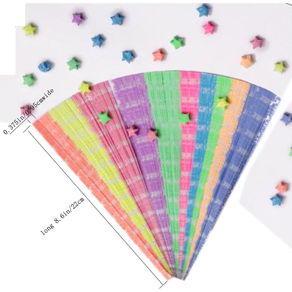 Star Origami, Colorful Decorative Paper Strips, Lucky Star Paper Strips, DIY origami paper strips glowing star origami