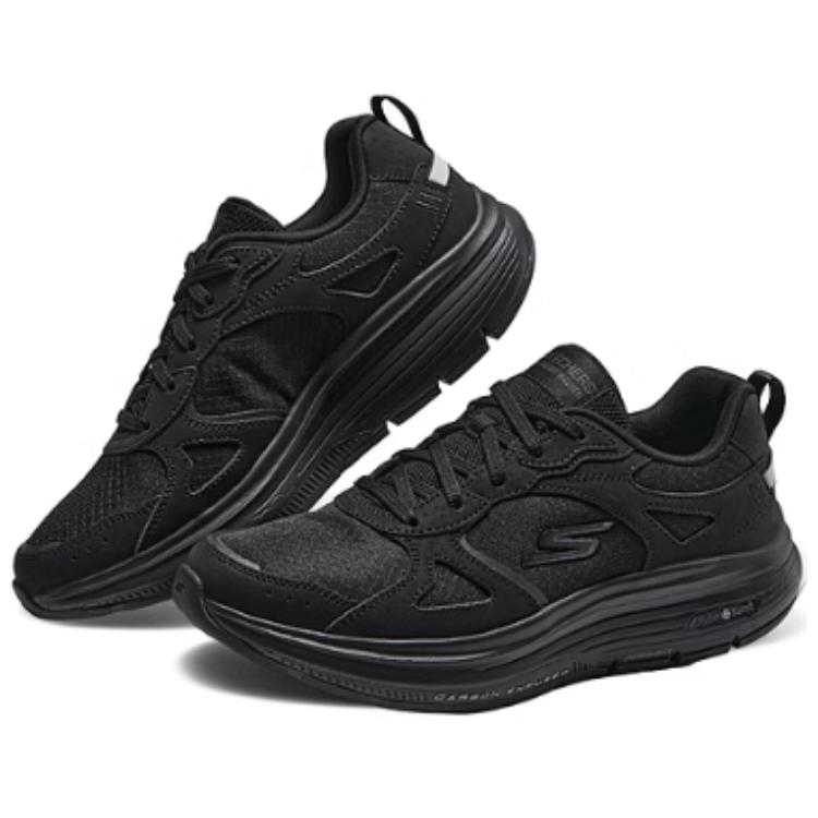 Skechers Comfortable Versatile Shock Absorbing Durable Waterproof Low Top Casual Running Shoes Women Sneaker Black 124929-BBK