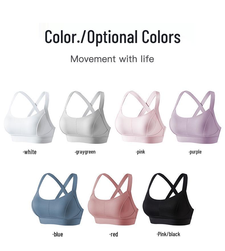 Women's Shockproof Sports Bra for Running and Yoga - Wire-Free, Side Support, Beautiful Back Design