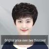 Natural Curly Short Wig for Women - Full Head Coverage, Real Human Hair, Mid-Aged & Elderly Mom Style