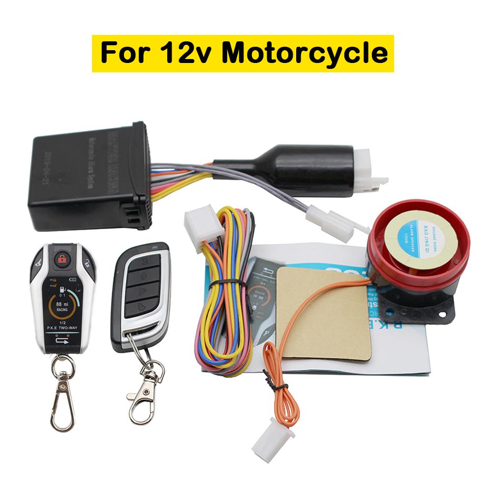 2 Two Way Motorcycle Alarm Device Anti-theft System Scooter Burglary Vibration Alarm Remote Engine Start 5meter Auto-lock A 1 Two Way