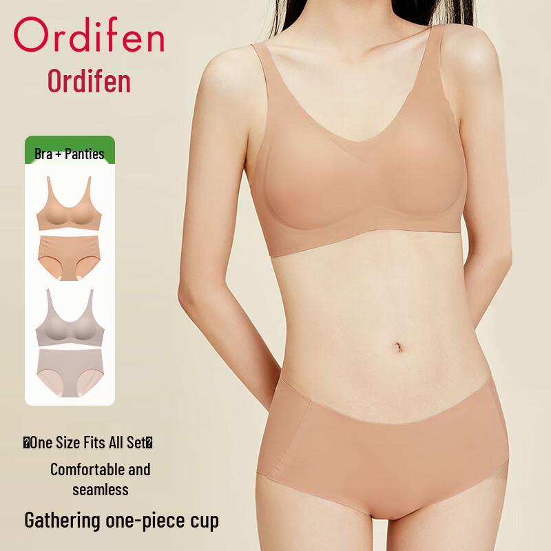 Oudifen Women s Seamless Wireless Bra Set One Size