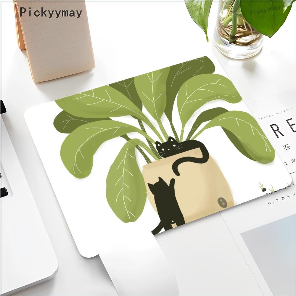 CUTE CAT Mousepad Small Office Computer Desk Mat Table Keyboard Big Mouse Pad Laptop Cushion Non-slip Deskpad Home Decor Not LockEdge 18x22cm