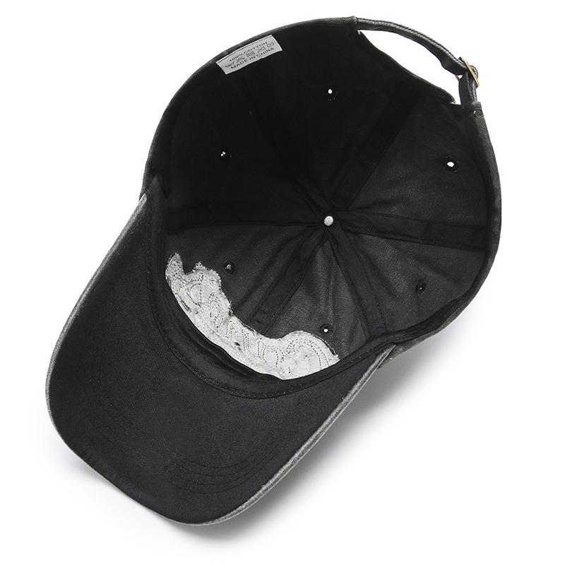 Men's and women's spring and summer vintage washed baseball caps with embroidered letters and numbers, curved duckbill caps