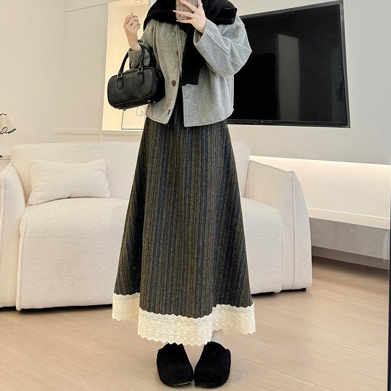 

Бюст Юбка Женская Осень и Зима Новая А-силуэта Юбка-зонт Этнический стиль Маленькая Шерстяная Длинная юбка XL