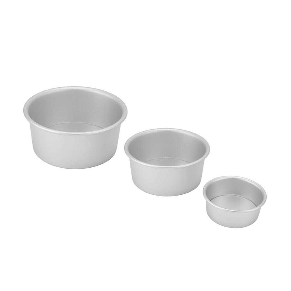 3pcs 4/6/8 Inch Round Cake Pan Aluminum Alloy Removable Bottom Chiffon Cake Pan Deep Tall Anodized Finish Layer Cake Pan