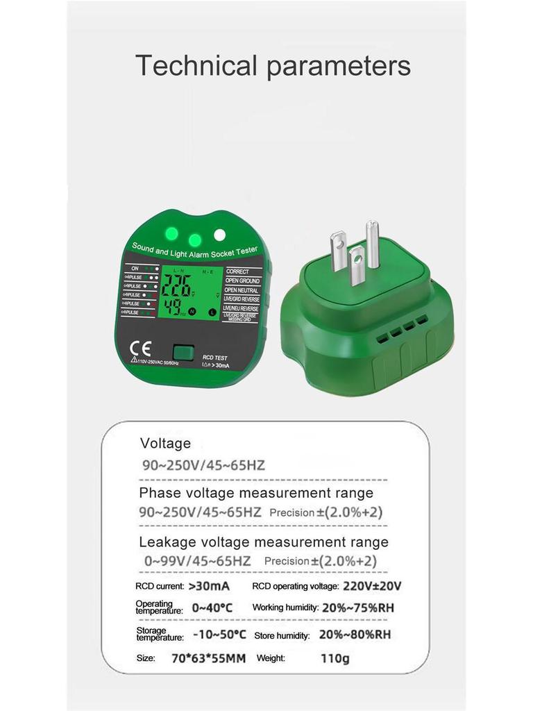 Cross-border EU/US Socket Tester for Leakage, Polarity Detection & Ground Line Verification