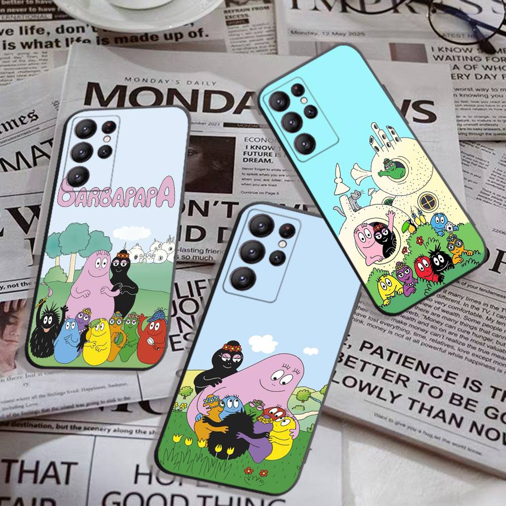 Cute Cartoon Barbapapa Phone Case For Samsung S 24 Fe 25 Ultra Plus 20 Lite 21 30 22 23 24 22 Ultra 5G Fundas