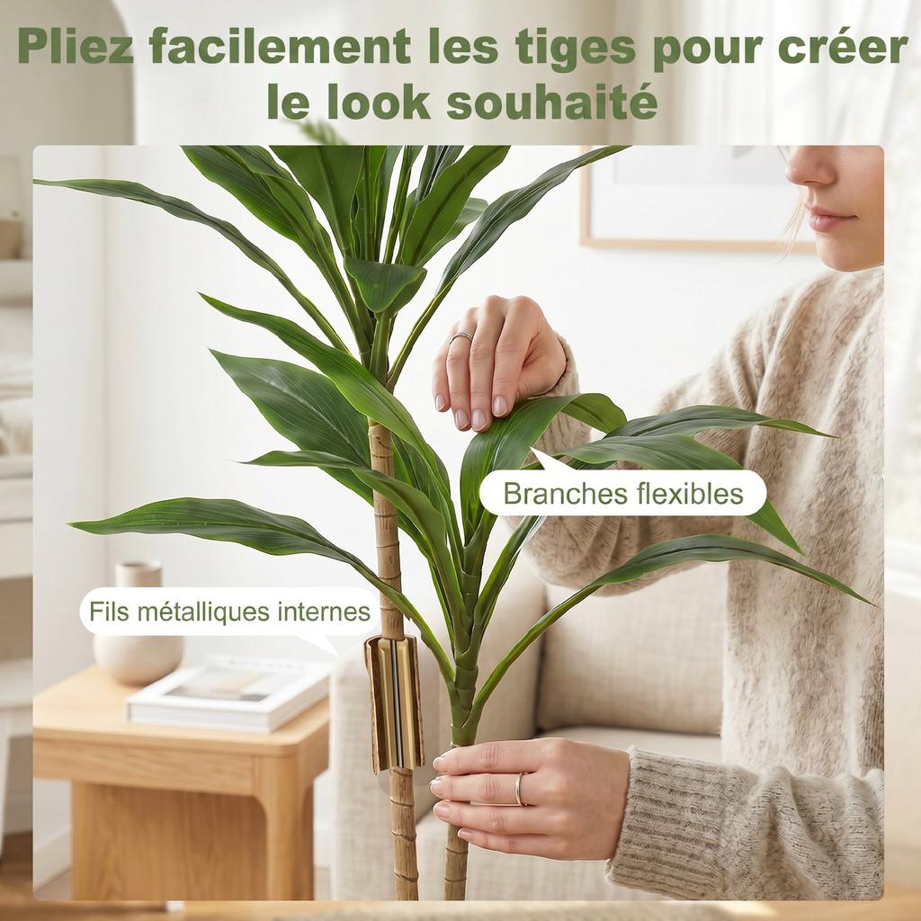 Artificial Cordyline Tree in Pot, 90 cm, 29 Leaves, PEVA