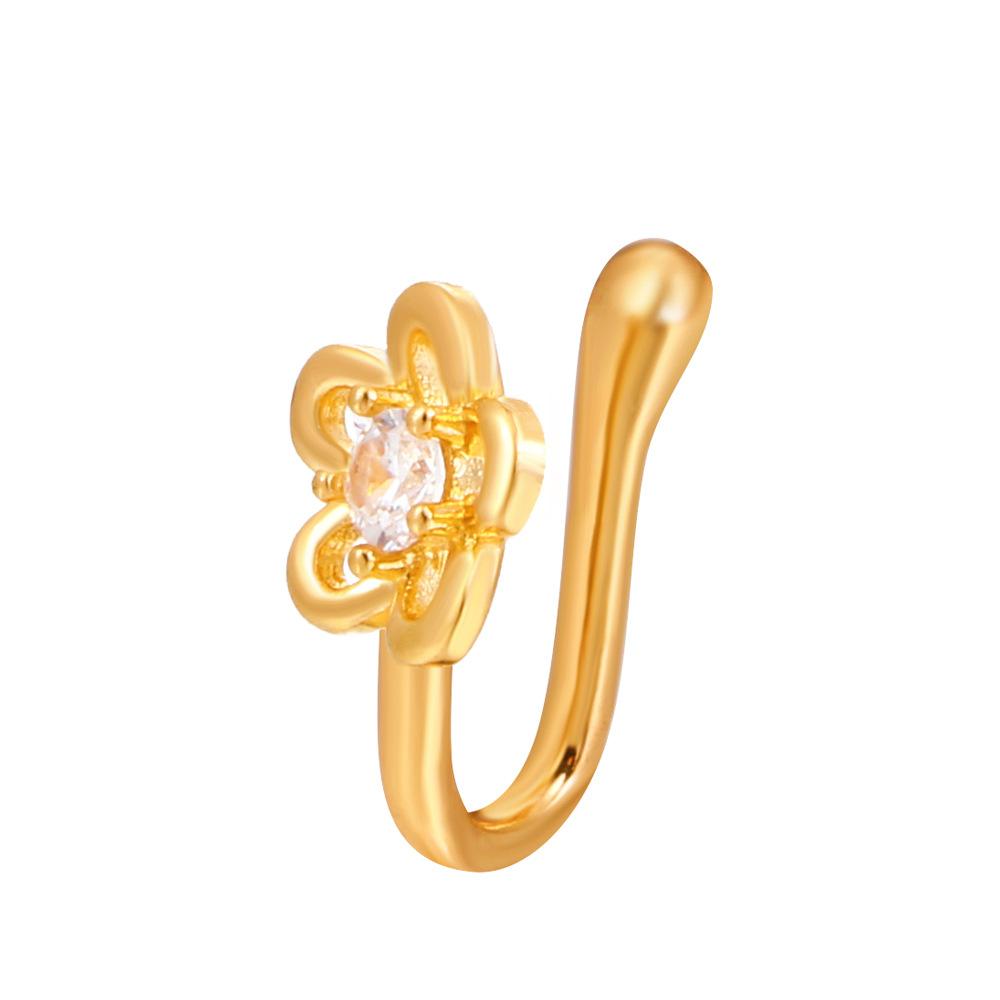 Vintage Goldfarbe Drache Schmetterling Fake Nasenring für Frauen Afrika Kupfer Helix U-Form Faux Nasenring Piercing Körperschmuck