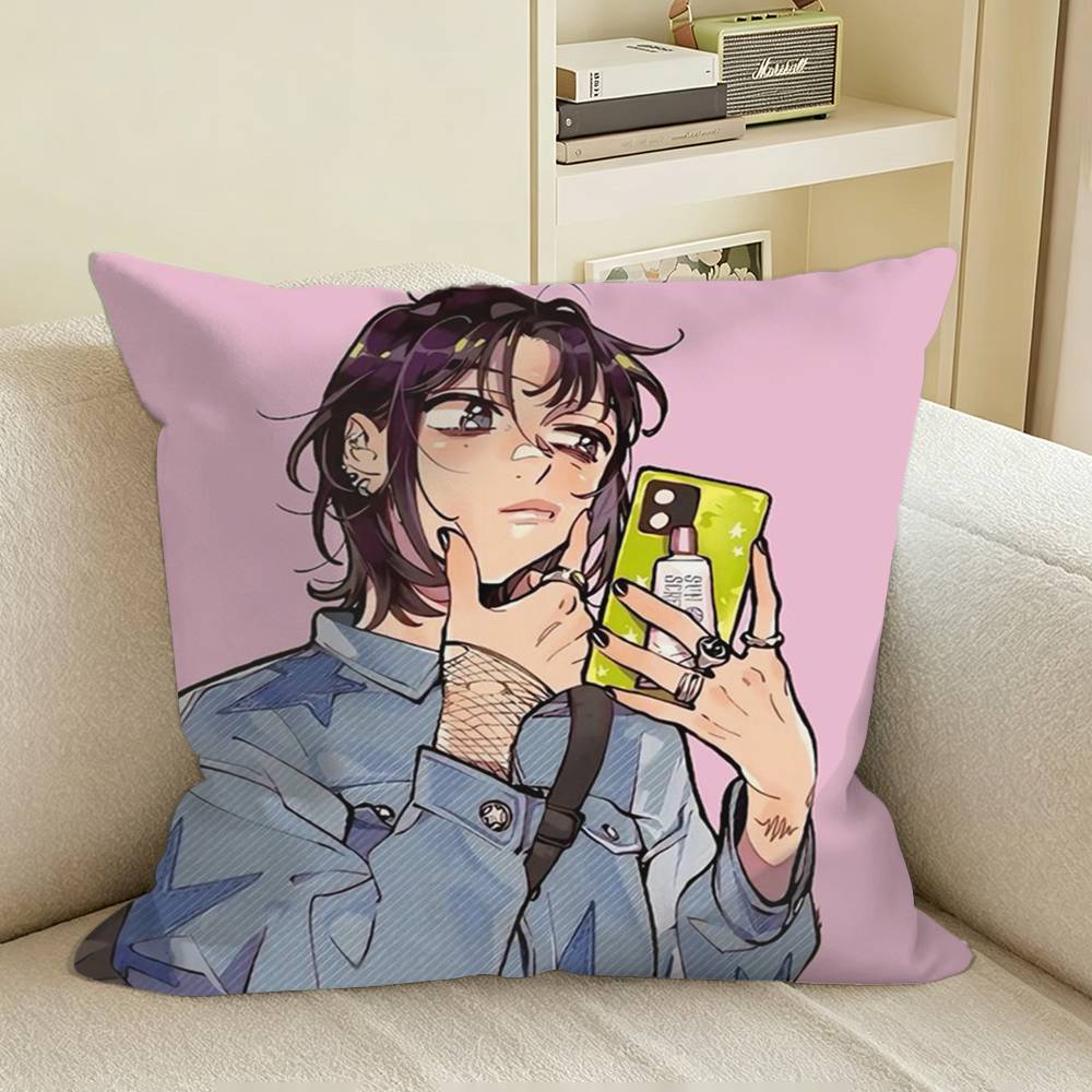 MMitsuki Green Yuri AAya OOosawaS Square Sofa Pillow Cover Solid Color Living Room Home Decor Cushion Case