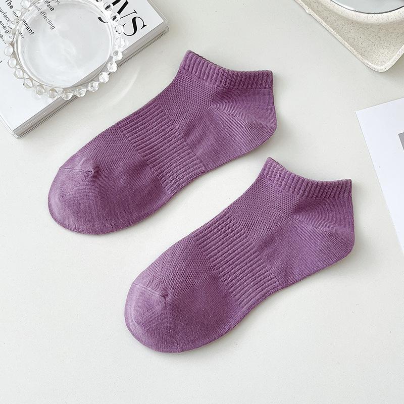 Summer Thin Pure Cotton Women's Socks, Summer Mesh Breathable Boneless Solid Color Pure Cotton Short Socks