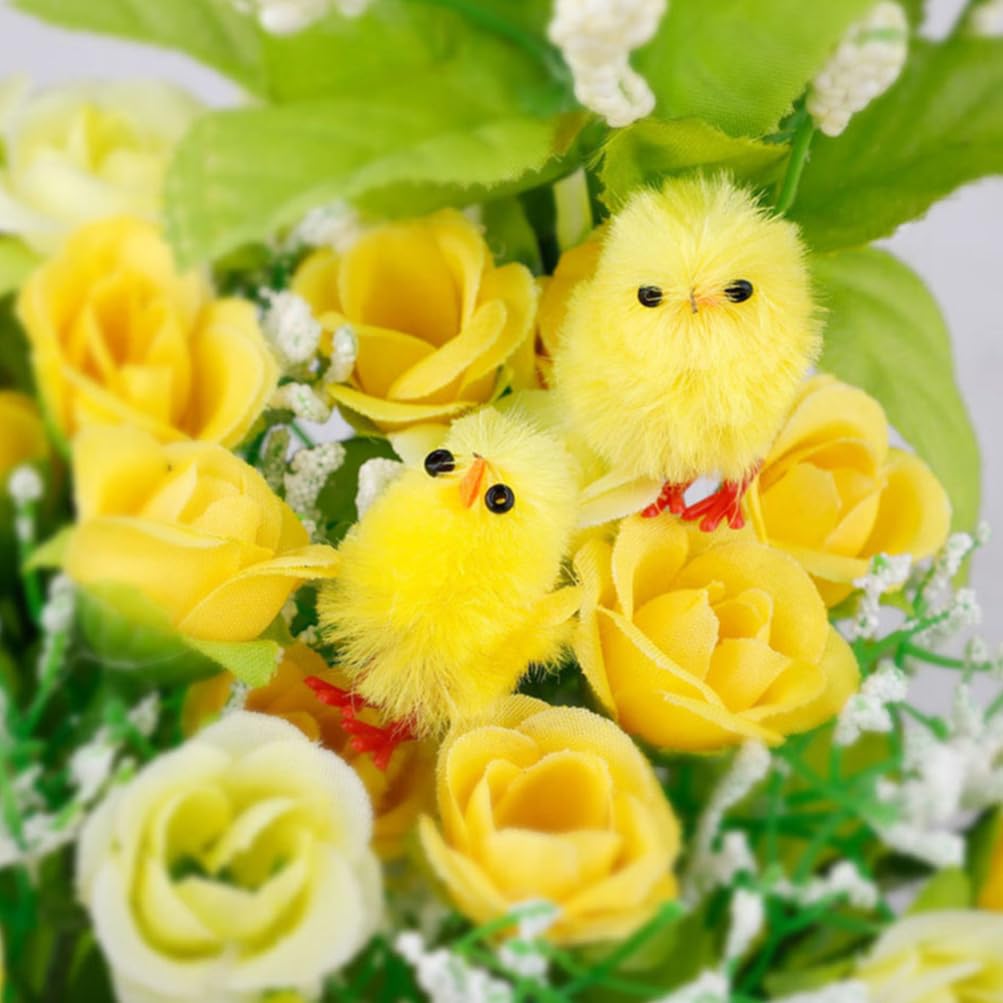 OSALADI 10 Pieces Mini Plush Easter Chicks, Small Plastic Stuffed Chickens, Flocked Chicken Toys for Crafts, Easter Chick Decorations, Party Favor