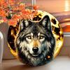 Rustic Wolf Iron Metal Wall Art 8x8 Inches Halloween Home Decor