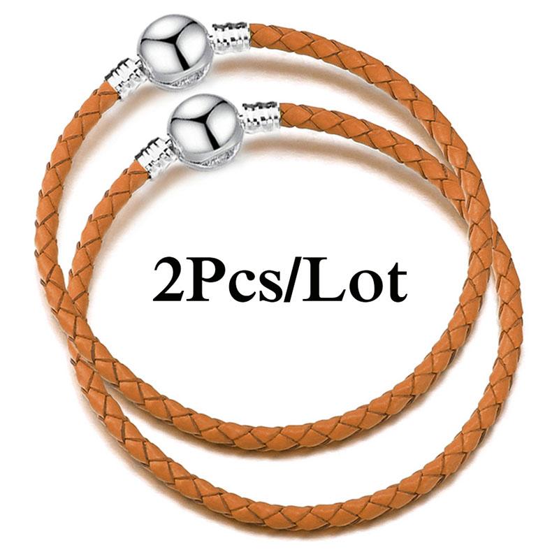 2 szt./partia Specjalna Oferta Skórzane Bransoletki Łańcuszkowe Pasują do Ręcznie Robionych Koralików Bransoletki z Charmsami Dla Par Pulsera Biżuteria Dla Kobiet Mężczyzn Hurtownia