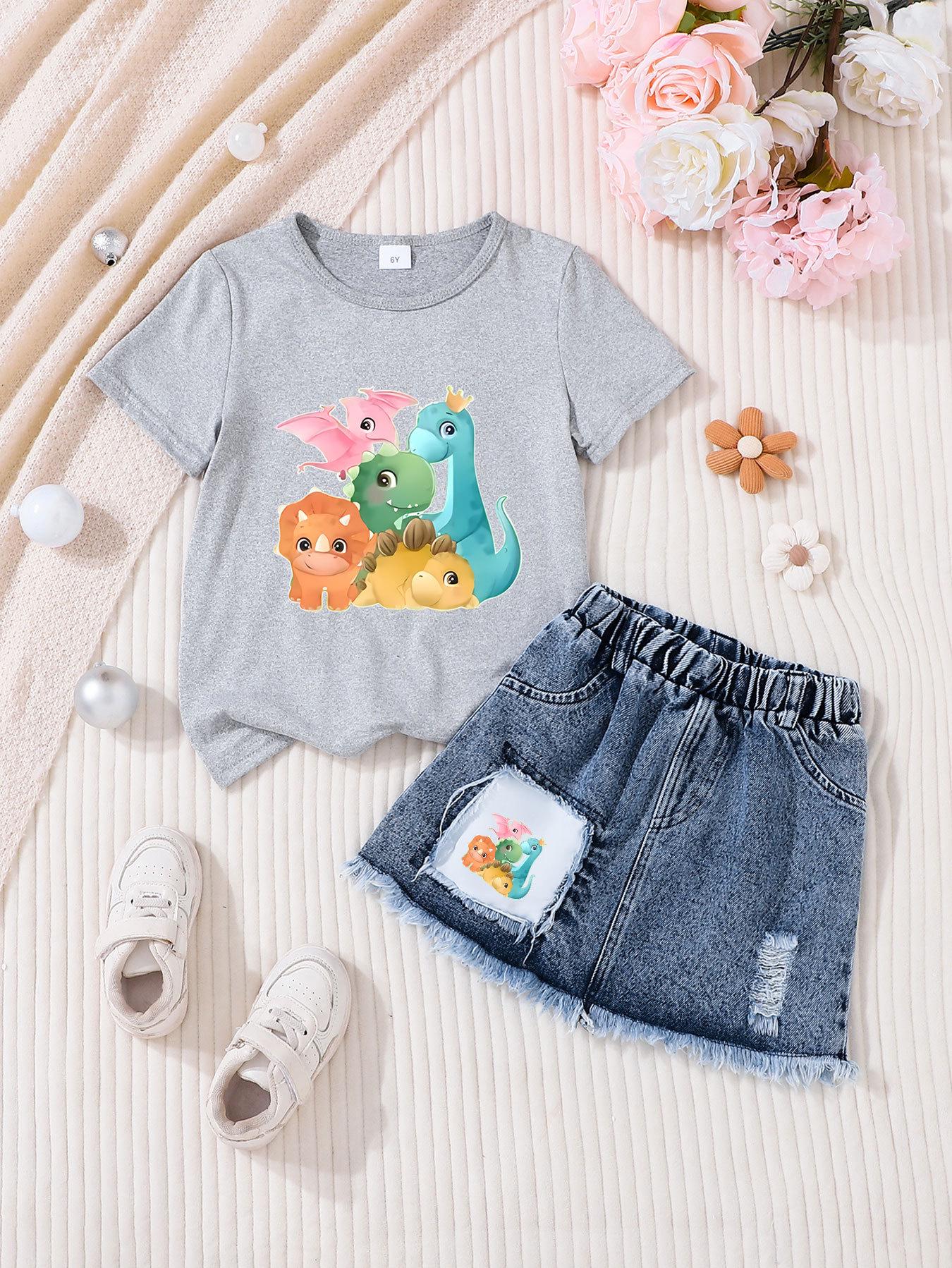 Girls  Casual Fashion Denim Skirt Sets 7 years