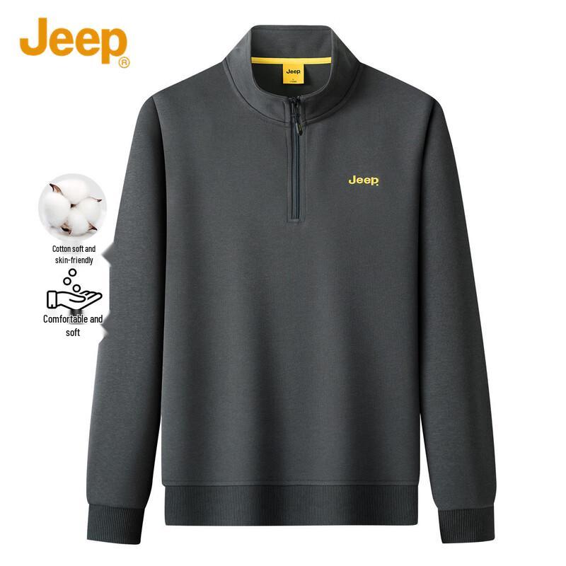 JEEP Men s Stand-Collar Half-Zip Cotton Blend Sweatshirt XL