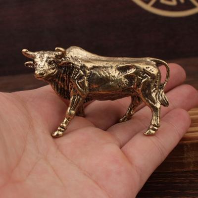 Vintage Copper Ornament Hanging Decoration Yellow Ox Year Creative Twelve Zodiac Feng Shui Ox Turn The Tide Tea Pet