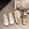 Fashion Mixed Color Espadrilles Wedge Shoes for Women Fashion Braided Thick Sole Fisherman Shoes Woman Lace Up Casual Platform Sneakers