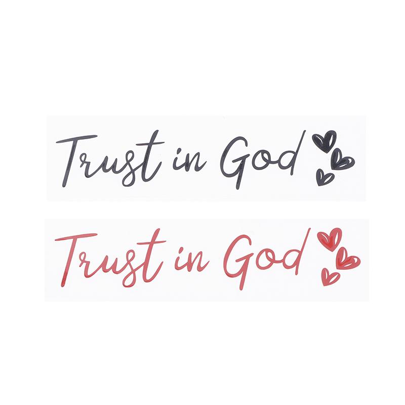 Trust In God Christian Car Sticker Faith Bible Verse Heart Rear View Mirror Bumper Vehicle Auto Decor