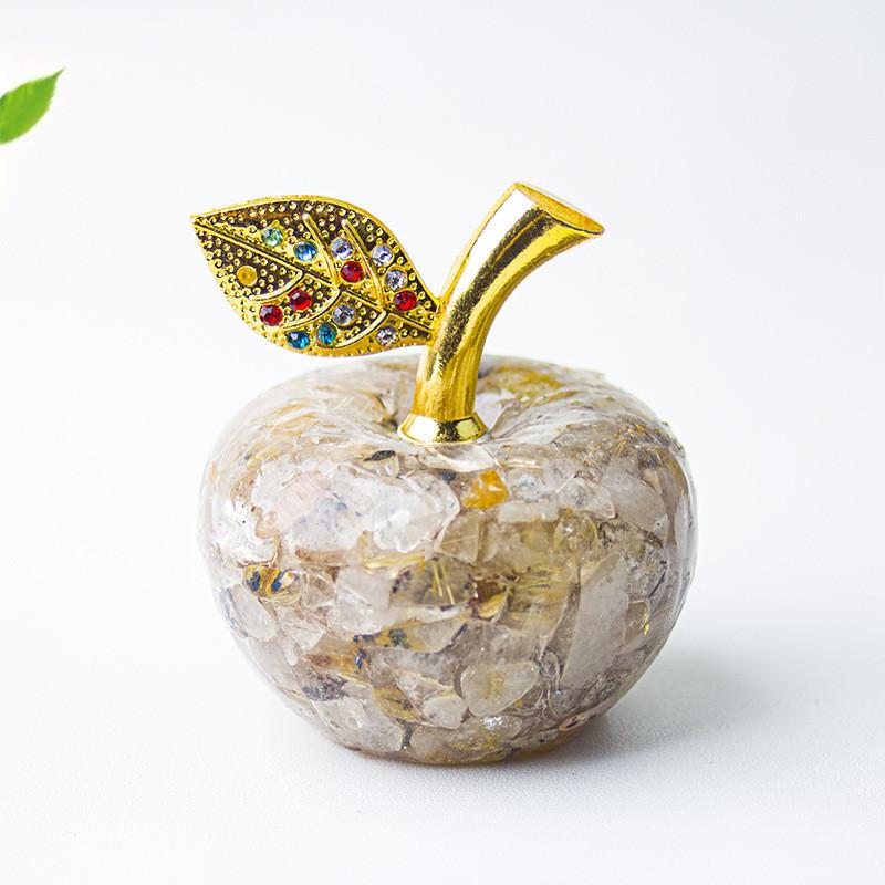 Resin Crystal Apple Figurine For Home Office Decor Gift For Teens Collectors