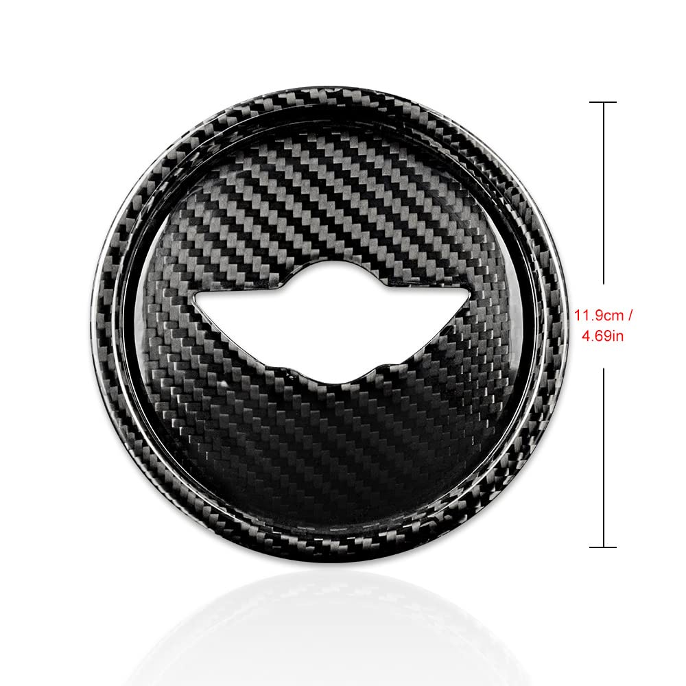 AIRSPEED Real Hard Carbon Fiber Car Steering Wheel Center Cover Sticker for Mini F60 Interior Decorative Frame with Gift F54, F55, F56, F57,