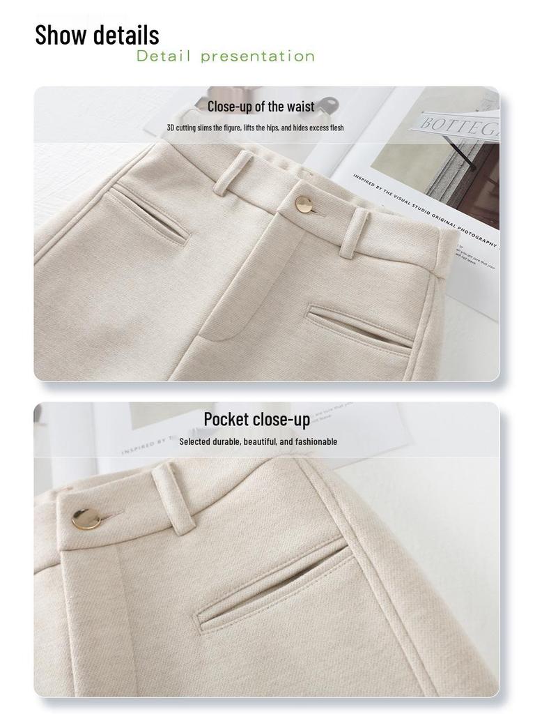 Apricot Wool Blend High-Waist Harem Pants for Women - 2024 Autumn/Winter Collection