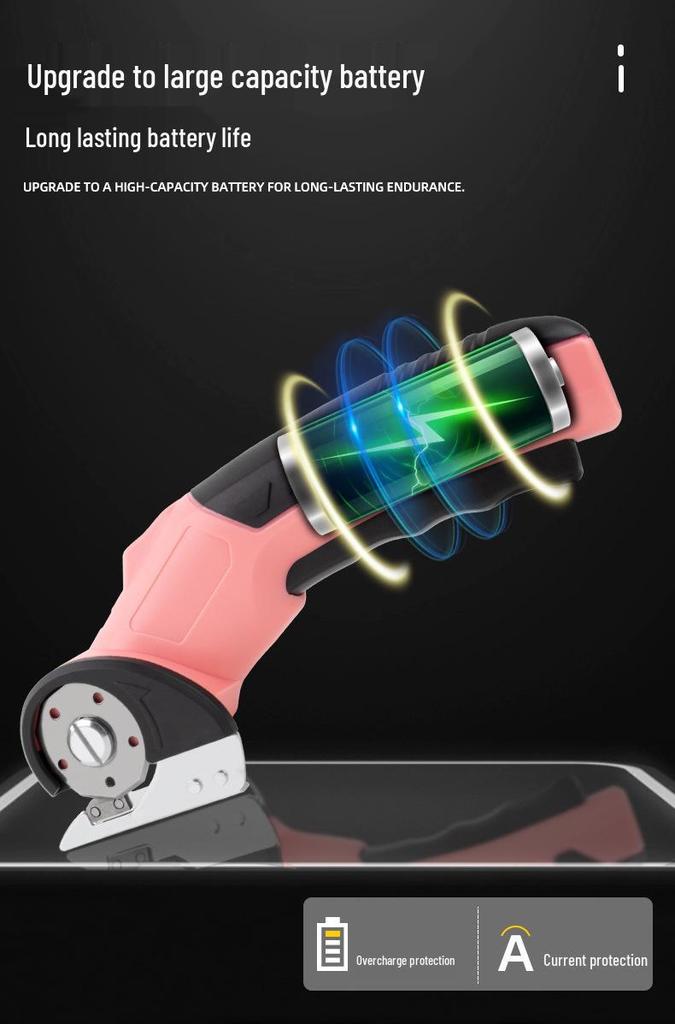 Rechargeable Round Blade Shears: Electric Fabric-Cutting Scissors for Carpet, Curtains, Leather, and Home Use.
