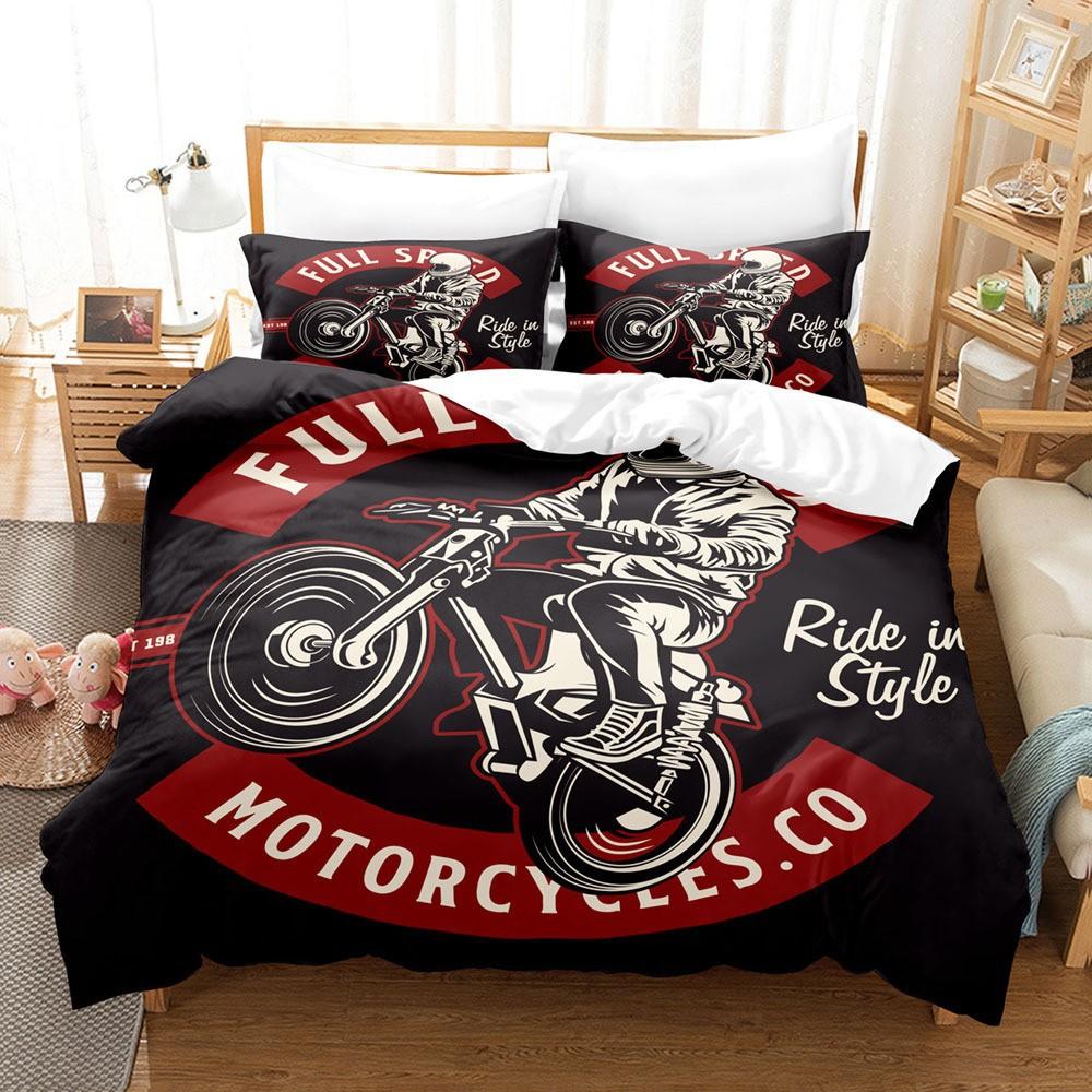 Vintage Harley Serie Neue Bettwäsche Studentenwohnheim Dreiteiliges Set