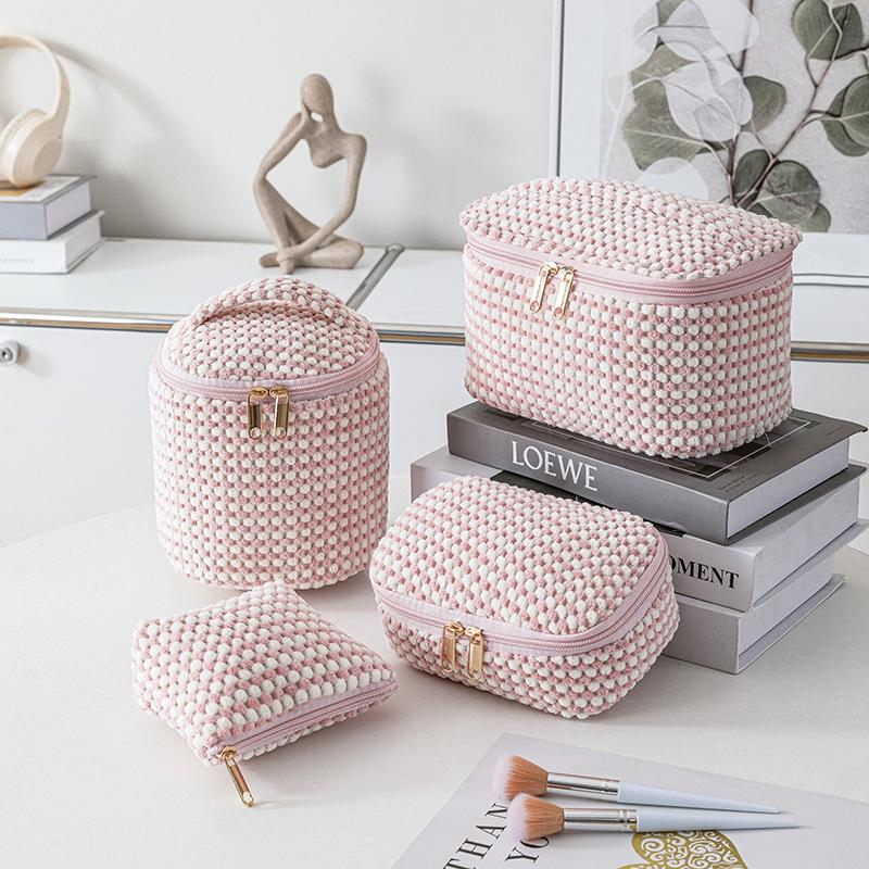 1/4 Pièces Sac à Rouge à Lèvres Portable de Voyage Sac à Cosmétiques en Velours Sac de Rangement Girly Grande Capacité Sac à Toilette Portatif Classé