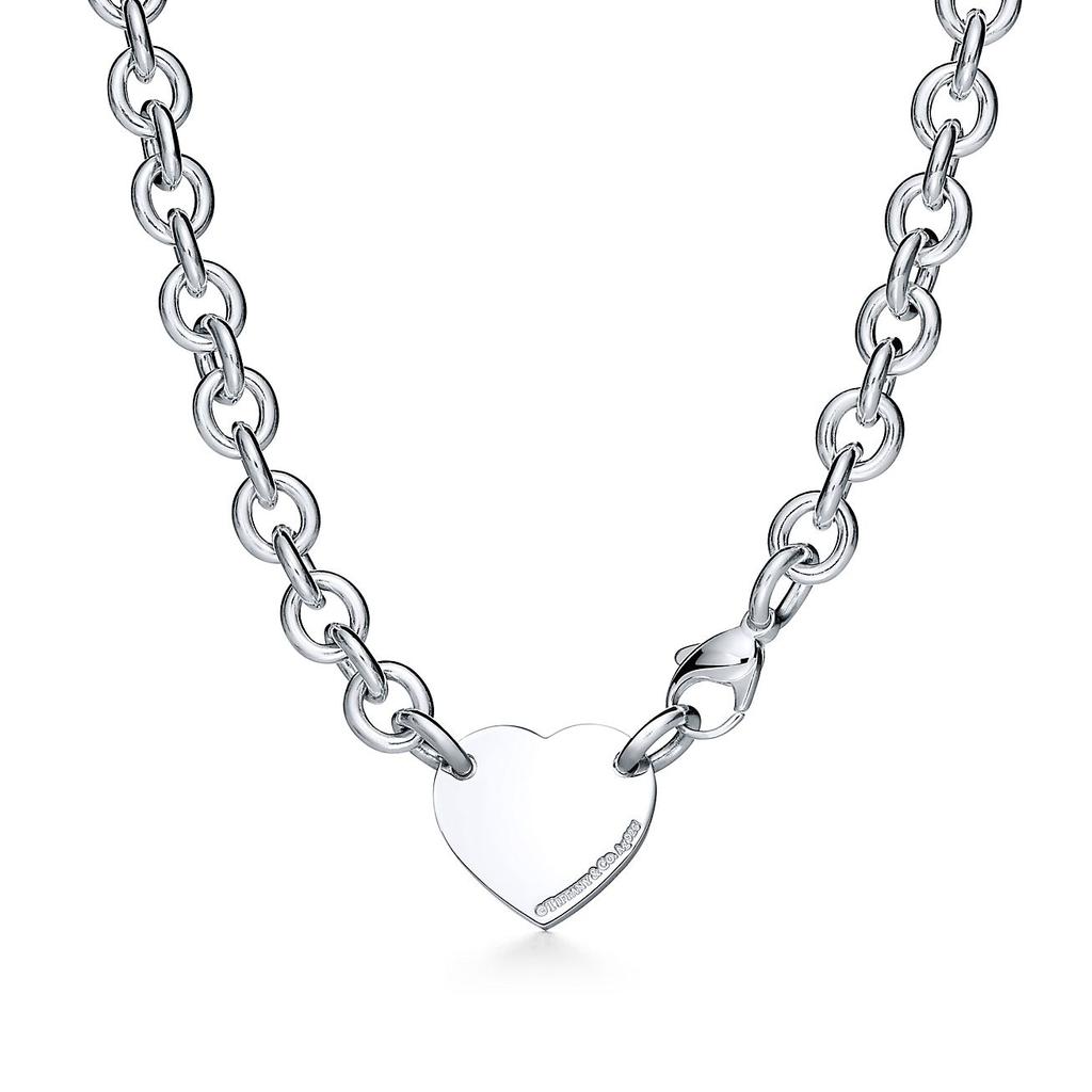 Tiffany I Spółka. Srebrny Naszyjnik ze Sterlingowego Srebra z Grawerem Serca Naszyjnik Unisex 60115712