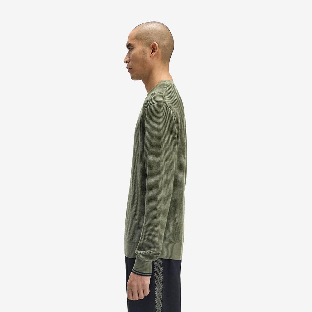 Fred Perry [Sharp] Waffle Stitch Knit - Laurel Wreath Green Afpm2536507-X21