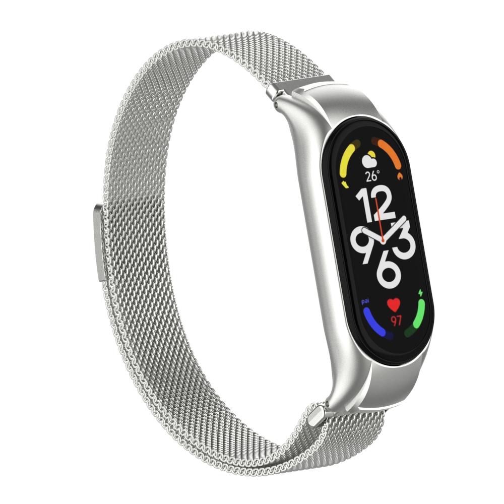 

For Xiaomi Mi Band 7 Milanese Mesh Smart Watch Band Replacement Metal Magnetic Wrist Strap Bright Gold