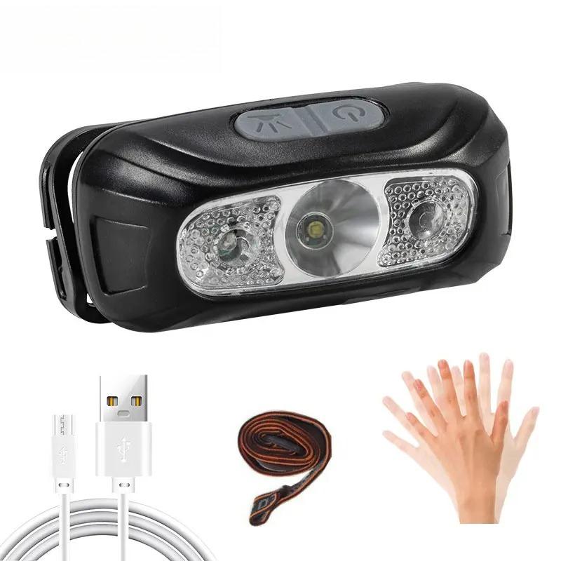 Portable Mini Sensor Headlamp LED Strong USB Rechargeable Head Light Flashlight Night Fishing Camping Headlights Front Lantern