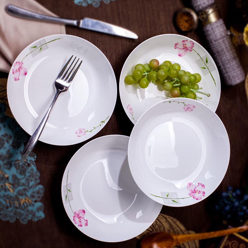 Remec Bone China Flowers & Full Moon 8-inch Deep Dinner Plate Set