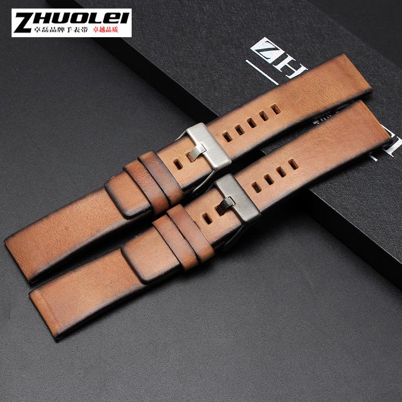 Quality Genuine Retro genuine Leather watchband men for DZ4343 DZ4323 DZ7406 watch strap vintage Italian leather 22mm 24mm 26mm