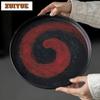 Brush Red Ceramic Tea Tray Handmade Coarse Pottery Dry Soaking Tray Breakfast Tray, Fruit Storage Plate Kung Fu Tea Ceremony
